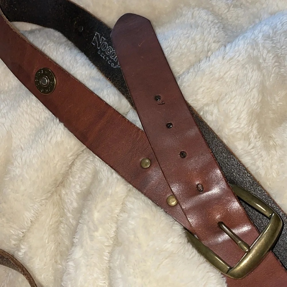 Nocona Mens Shotgun Shell Concho Bullet Leather Brass Buckle Western Cowboy Belt